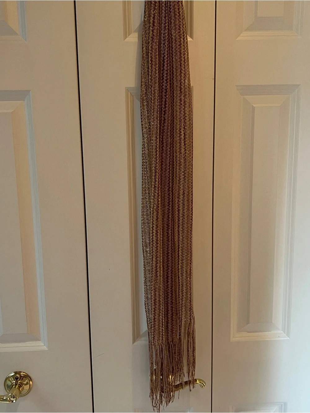 💞 Metallic Mesh Scarf Bronze Gold Shimmer Fringe Lightweight Evening Wrap